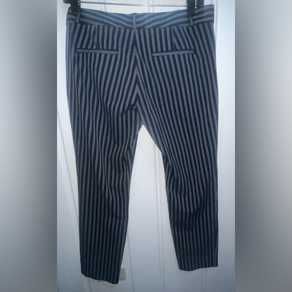 Banana Republic Navy Sloan Skinny Crop Striped Pants Size 4 - Picture 4 of 9